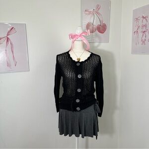 Vintage‎ Y2K Gap Black Button Crochet Knit Sweater Womens Size Medium